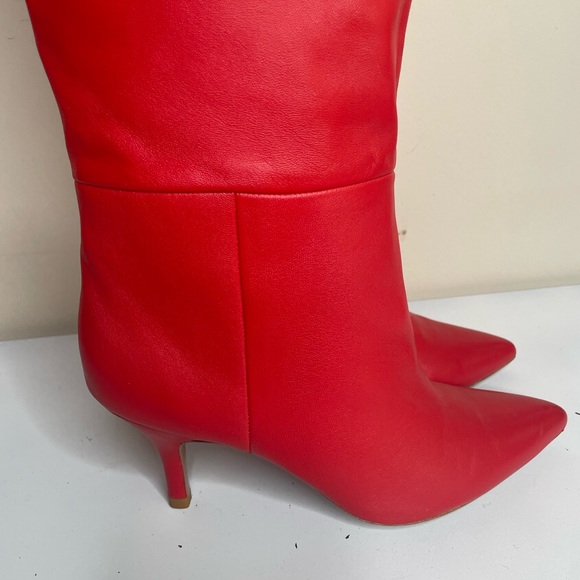 Flor De Maria Knee High Leather Boots in Red. - Picture 2 of 9